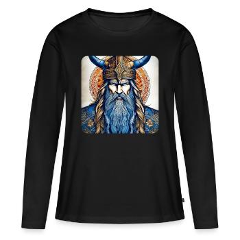 Proud Viking with Horns Helmet - Women's Premium Organic Long Sleeve Shirt - black - Front - Julia (174cm)