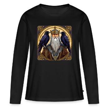 Viking Odin with ravens - Women's Premium Organic Long Sleeve Shirt - black - Front - Julia (174cm)