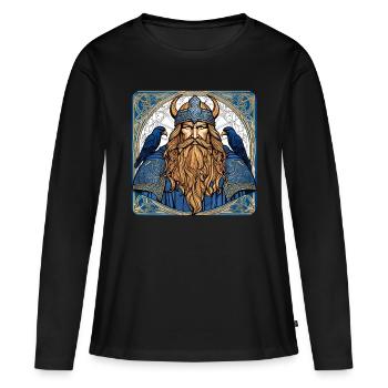 Viking Odin with ravens - Women's Premium Organic Long Sleeve Shirt - black - Front - Julia (174cm)