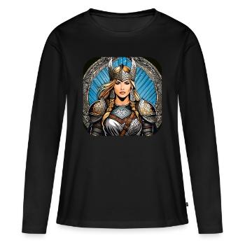 Stolze Wikingerin Germanin - Frauen Premium Bio Langarmshirt - Schwarz - Vorne - Julia (174cm)