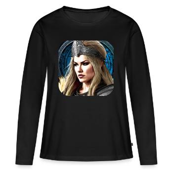 Proud Viking Shieldmaiden Cyborg - Women's Premium Organic Long Sleeve Shirt - black - Front - Julia (174cm)