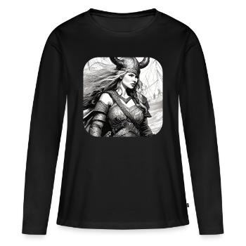Fière Viking Germanin Shieldmaiden - T-shirt manches longues Premium bio Femme - noir - Devant - Julia (174cm)