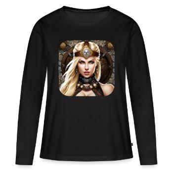 Fière Viking Germanin Shieldmaiden - T-shirt manches longues Premium bio Femme - noir - Devant - Julia (174cm)