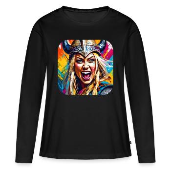 Viking in graffiti style - Women's Premium Organic Long Sleeve Shirt - black - Front - Julia (174cm)