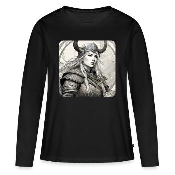 Fière Viking Germanin Shieldmaiden - T-shirt manches longues Premium bio Femme - noir - Devant - Julia (174cm)