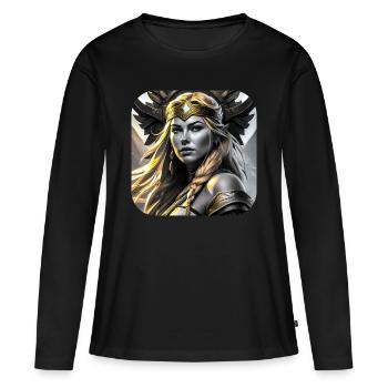 Fière Viking Germanin Shieldmaiden en or - T-shirt manches longues Premium bio Femme - noir - Devant - Julia (174cm)