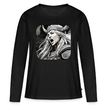 Proud Viking Germanin Shieldmaiden - Women's Premium Organic Long Sleeve Shirt - black - Front - Julia (174cm)
