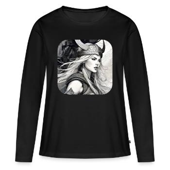 Stolze Wikingerin Germanin Schildmaid - Frauen Premium Bio Langarmshirt - Schwarz - Vorne - Julia (174cm)