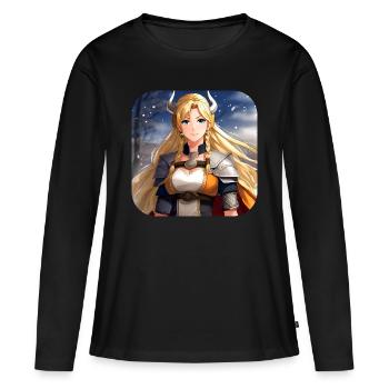 Niedliche Manga Kriegerin - Frauen Premium Bio Langarmshirt - Schwarz - Vorne - Julia (174cm)
