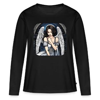 Ange gothique cool III - T-shirt manches longues Premium bio Femme - noir - Devant - Julia (174cm)