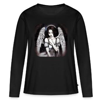 Ange gothique cool II - T-shirt manches longues Premium bio Femme - noir - Devant - Julia (174cm)