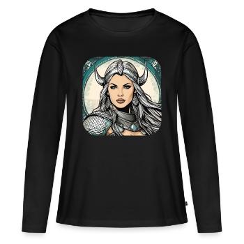 Proud Viking Germanin Shieldmaiden - Women's Premium Organic Long Sleeve Shirt - black - Front - Julia (174cm)