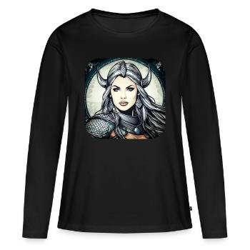 Proud Viking Germanin Shieldmaiden - Women's Premium Organic Long Sleeve Shirt - black - Front - Julia (174cm)