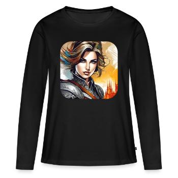 Stolze Kriegerin - Frauen Premium Bio Langarmshirt - Schwarz - Vorne - Julia (174cm)