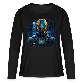 Cool Cyberspace Motif - Women's Premium Organic Long Sleeve Shirt - black - Front - Julia (174cm)
