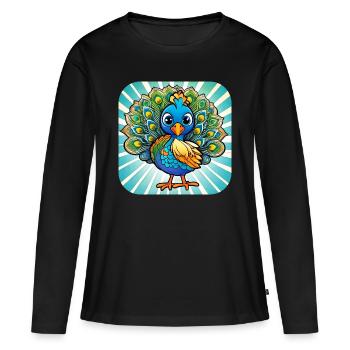 Cute Peacock I - Women's Premium Organic Long Sleeve Shirt - black - Front - Julia (174cm)