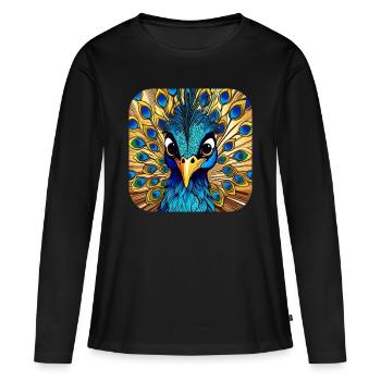Cute Peacock II - Women's Premium Organic Long Sleeve Shirt - black - Front - Julia (174cm)
