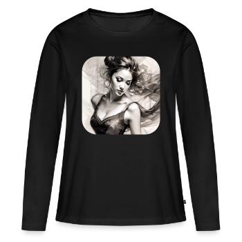 Anmutige Schönheit - Frauen Premium Bio Langarmshirt - Schwarz - Vorne - Julia (174cm)