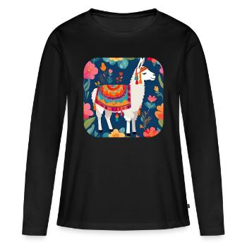 Cool Llama - Women's Premium Organic Long Sleeve Shirt - black - Front - Julia (174cm)