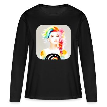 Cool girl with rainbow hair - Women's Premium Organic Long Sleeve Shirt - black - Front - Julia (174cm)