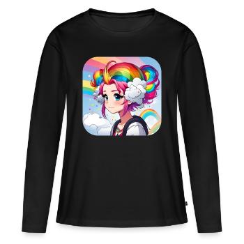 Cute girl with rainbow hair - Women's Premium Organic Long Sleeve Shirt - black - Front - Julia (174cm)