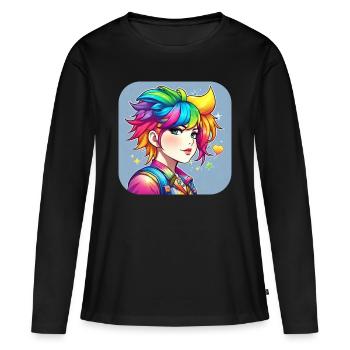Naughty girl with rainbow hair - Women's Premium Organic Long Sleeve Shirt - black - Front - Julia (174cm)
