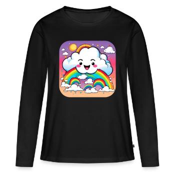 Cute cloud with rainbow - Women's Premium Organic Long Sleeve Shirt - black - Front - Julia (174cm)