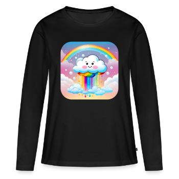 Cute Cloud Raining Rainbow Colors - Women's Premium Organic Long Sleeve Shirt - black - Front - Julia (174cm)