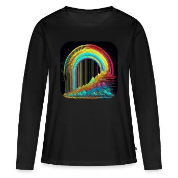 Psychedelic Motif Mountains with Rainbow - Women's Premium Organic Long Sleeve Shirt - black - Front - Julia (174cm)