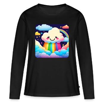 Cute Cloud Raining Rainbow Colors - Women's Premium Organic Long Sleeve Shirt - black - Front - Julia (174cm)