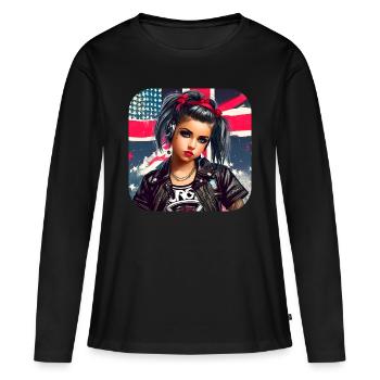 Fille Punk Cool - T-shirt manches longues Premium bio Femme - noir - Devant - Julia (174cm)