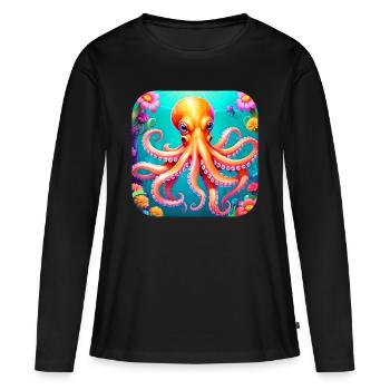 Poulpe cool II - T-shirt manches longues Premium bio Femme - noir - Devant - Julia (174cm)