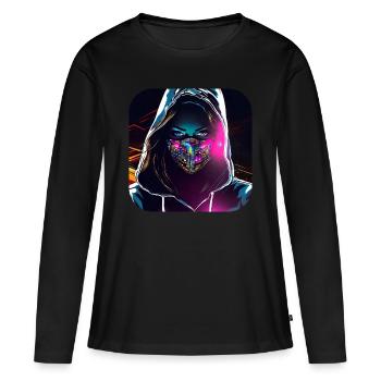 Cooles Cyberpunk Girl IV - Frauen Premium Bio Langarmshirt - Schwarz - Vorne - Julia (174cm)