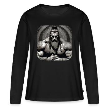 Stolzer Wikinger Krieger Germane - Frauen Premium Bio Langarmshirt - Schwarz - Vorne - Julia (174cm)