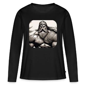 Stolzer Wikinger Krieger Germane - Frauen Premium Bio Langarmshirt - Schwarz - Vorne - Julia (174cm)