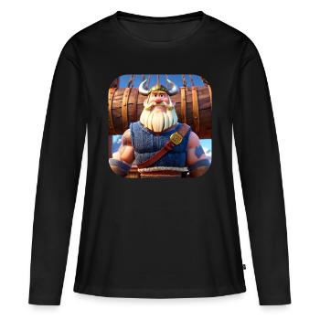 Niedliches Wikinger im Comic Style - Frauen Premium Bio Langarmshirt - Schwarz - Vorne - Julia (174cm)