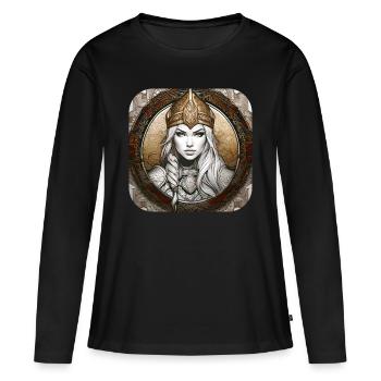Proud Viking Germanin Shieldmaiden - Women's Premium Organic Long Sleeve Shirt - black - Front - Julia (174cm)