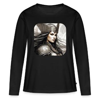 Fière Viking Germanin Shieldmaiden - T-shirt manches longues Premium bio Femme - noir - Devant - Julia (174cm)