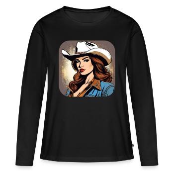 Fille de l’Ouest cool - T-shirt manches longues Premium bio Femme - noir - Devant - Julia (174cm)