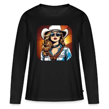 Fille de l’Ouest cool - T-shirt manches longues Premium bio Femme - noir - Devant - Julia (174cm)