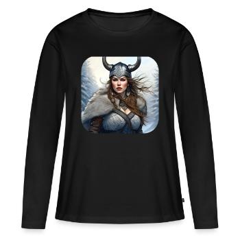Proud Viking Germanin Shieldmaiden - Women's Premium Organic Long Sleeve Shirt - black - Front - Julia (174cm)
