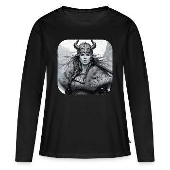 Proud Viking Germanin Shieldmaiden - Women's Premium Organic Long Sleeve Shirt - black - Front - Julia (174cm)