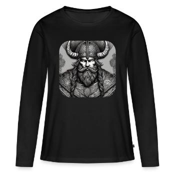 Stolzer Wikinger Krieger Germane - Frauen Premium Bio Langarmshirt - Schwarz - Vorne - Julia (174cm)