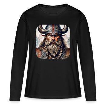 Stolzer Wikinger Krieger Germane - Frauen Premium Bio Langarmshirt - Schwarz - Vorne - Julia (174cm)