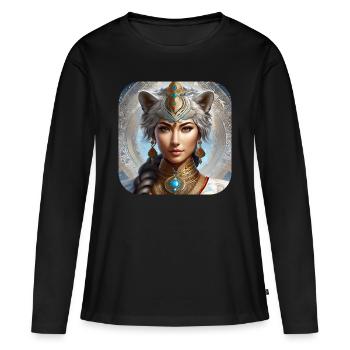 Chaman animal mystique - T-shirt manches longues Premium bio Femme - noir - Devant - Julia (174cm)