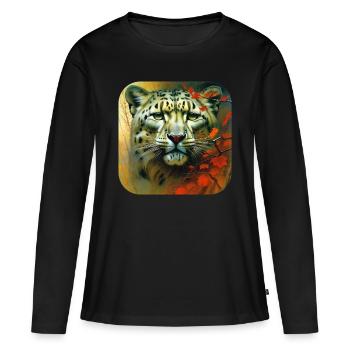 Mystical Motif Mysterious Snow Leopard - Women's Premium Organic Long Sleeve Shirt - black - Front - Julia (174cm)