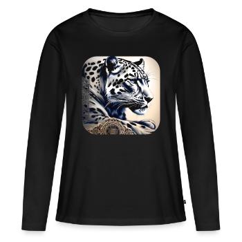 Mystical Motif Mysterious Snow Leopard - Women's Premium Organic Long Sleeve Shirt - black - Front - Julia (174cm)