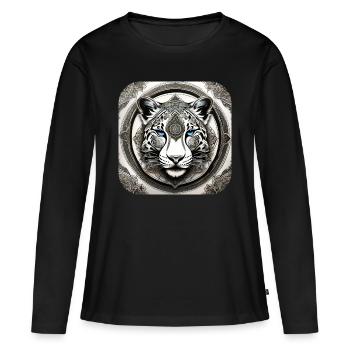 Mystical Motif Mysterious Snow Leopard - Women's Premium Organic Long Sleeve Shirt - black - Front - Julia (174cm)