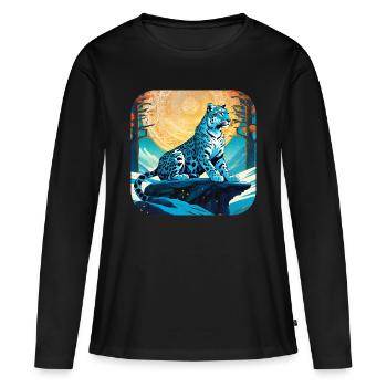 Mystical Motif Mysterious Snow Leopard - Women's Premium Organic Long Sleeve Shirt - black - Front - Julia (174cm)