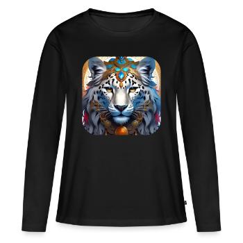 Mystical Motif Mysterious Snow Leopard - Women's Premium Organic Long Sleeve Shirt - black - Front - Julia (174cm)